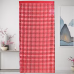 Perdea decorativa din folie metalizata culoarea rosie, cu dimensiunea de 1 metru latime pe 2 metri lungime, avand un design decupat cu forme de cruciulite.
