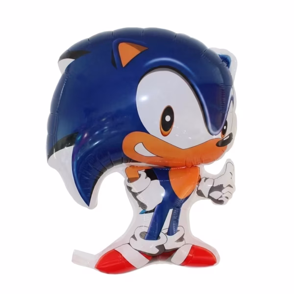 balon folie sonic 30 cm Balon din folie metalizata in forma personajului Sonic The Hedgehog, dimensiune mica 30 cm, destinat umflarii exclusiv cu aer.