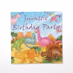 set 20 servetele dinozauri 33x33 cm Set de 20 servetele din hartie pentru petrecere, dimensiune 33x33 cm. Design preistoric festiv ilustrand diferiti dinozauri cu coifuri de petrecere, confetti multicolore si textul Jurassic Birthday Party pe un fundal cu munti si palmieri.