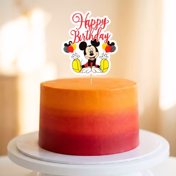 Topper Tort Happy Birthday Mickey Mouse 15x13 cm topper tort happy birthday mickey mouse decoratiuni petrecere copii carton disney