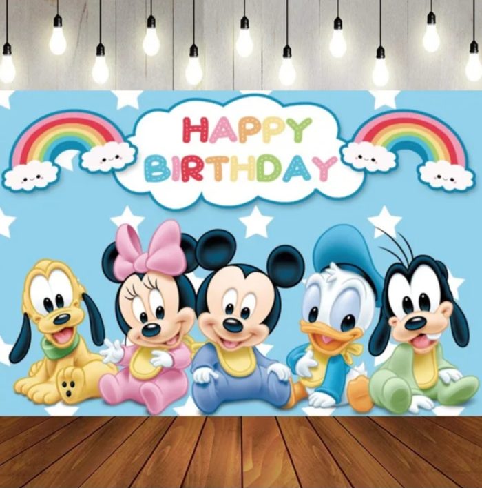 BACKGROUND TEXTIL PENTRU ARANJAMENT ARCADA MICKEY , MINNIE SI PRIETENII - COD 228