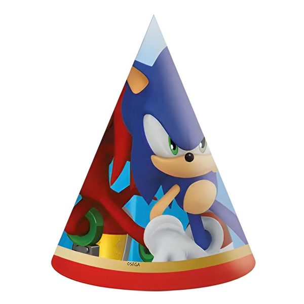 Coifuri Party Super Sonic (Set 6 buc) - Accesorii Petrecere Gaming Copii Accesorii Petrecere Gaming Copii Set 6 coifuri party din carton cu design Super Sonic pentru aniversari copii tematica gaming.