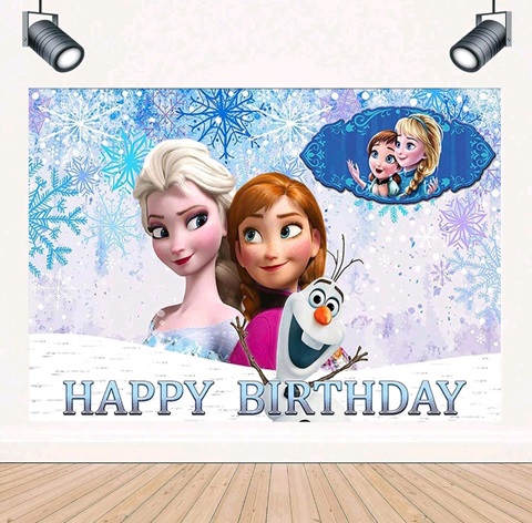 BACKGROUND TEXTIL PENTRU ARANJAMENT ARCADA HAPPY BIRTHDAY FROZEN - COD 253