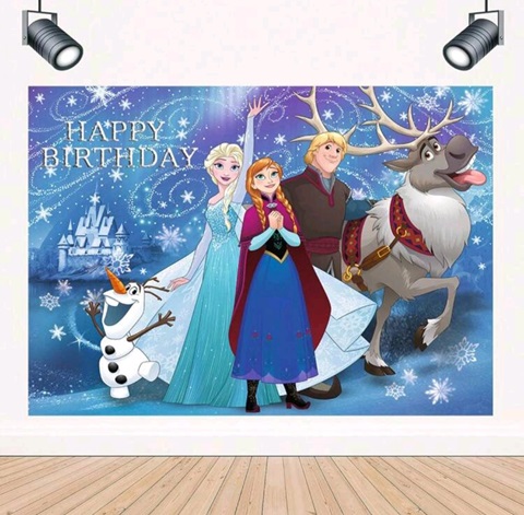 BACKGROUND TEXTIL PENTRU ARANJAMENT ARCADA HAPPY BIRTHDAY FROZEN - COD 255