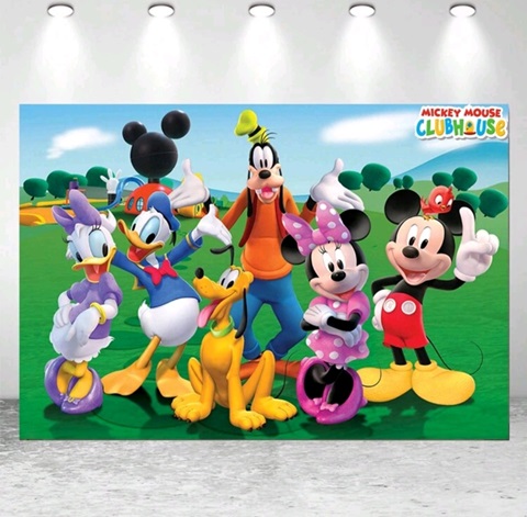 BACKGROUND TEXTIL PENTRU ARANJAMENT ARCADA MICKEY SI PRIETENII - COD 251