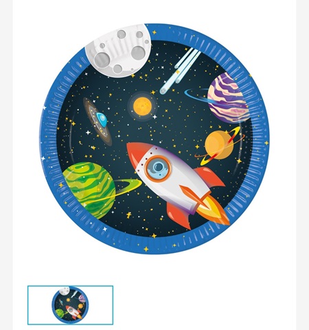 Set 8 farfurii party 23 cm Astronauti