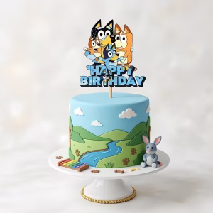 Topper Tort Happy Birthday Familia Bluey