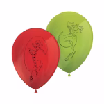set 8 baloane party miraculous ladybug Set de 8 baloane din latex pentru petreceri, dimensiune 26 cm, in culorile rosu si verde, imprimate cu personajele Miraculous Ladybug si Cat Noir, marca Procos.