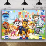 Background Textil Patrula Catelusilor Happy Birthday – COD 296B Background textil premium pentru arcada cu personajele din Patrula Catelusilor si mesajul Happy Birthday.