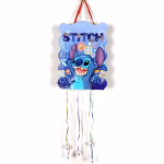 Pinata Petrecere Stitch Din Carton Cu Sfori Pinata de petrecere din carton rezistent cu tematica Stitch, decorata cu flori si text, avand panglici colorate in partea de jos pentru a elibera surprizele dulci.
