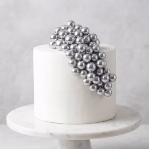 Set 50 Toppere Tort Bile Argintii 1 cm pentru Decoratiuni set 50 toppere tort bile argintii 1 cm decoratiuni petrecere lux argintiu metalizat