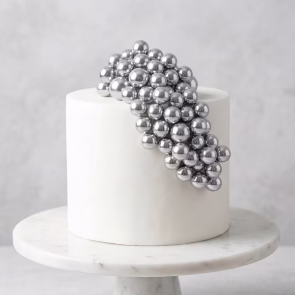Set 50 Toppere Tort Bile Argintii 1 cm pentru Decoratiuni set 50 toppere tort bile argintii 1 cm decoratiuni petrecere lux argintiu metalizat