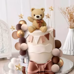 Set 26 Toppere Tort 3D Ursuleț Boho – Bile Maro, Crem, Bej și Stele (TOP 60)