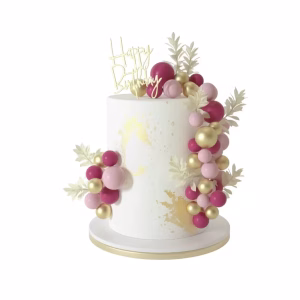Set 53 Toppere 3D pentru Tort, Happy Birthday, Bile si Frunze Decorative - TOP 86