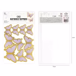 Ambalajul original al setului de 10 toppere fluturi mov marca Butterfly Toppers impreuna cu partea din spate ce contine instructiuni grafice de asamblare.