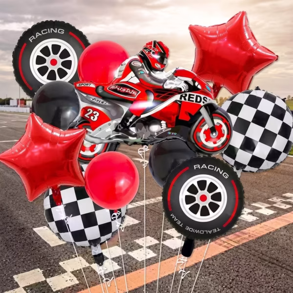 Set 11 Baloane Tematica Curse Motocicleta set 11 baloane tematica curse motocicleta petrecere baieti