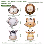 Set 6 Baloane Folie Mini Figurine Safari set 6 baloane folie mini figurine safari pentru aranjamente profesionale