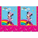 Fata de Masa Party Minnie Rainbow Fata de masa pentru petreceri din plastic cu tematica Minnie Mouse Rainbow, avand o grafica roz vibranta cu stelute, mici curcubee si simpatica Minnie asezata pe un curcubeu urias.