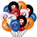 Set 12 baloane latex Roblox 30 cm Buchet festiv format din set 12 baloane latex Roblox 30 cm pentru petrecere tematica de gaming si baieti