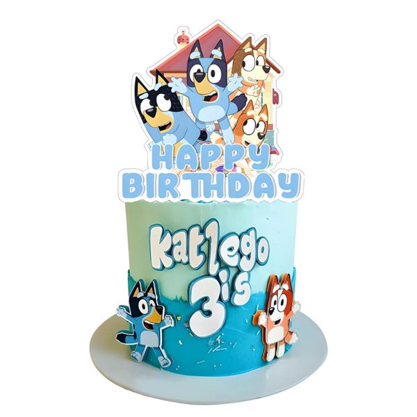 Topper Tort Happy Birthday Familia Bluey Si Prietenii