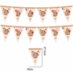 Banner format din stegulete triunghiulare ilustrand animale capybara festive cu coifuri aripi de zana coroane si baloane in forma de inima