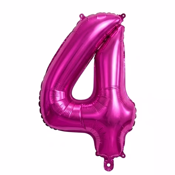 Balon Folie Cifra 4 Roz Fuchsia 80 cm