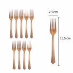 Set de furculite de unica folosinta cu un finisaj elegant in nuanta bronz metalizat avand manere cu striatii decorative verticale