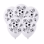 set 20 baloane latex fotbal 30 cm Grup de baloane din latex alb cu imprimeu negru reprezentand mingi de fotbal in miscare, ideale pentru petreceri de baieti.