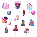 Set 14 Toppere Tort K-Pop Demon Hunters set 14 toppere tort carton k-pop demon hunters rumi zoey huntryx muzica trupa fete glob disco chitara decoratiuni petrecere adolescenti