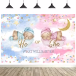 Background textil Gender Reveal Boy or Girl "He or She" – Decor Petrecere Boy or Girl cu Ursuleți (160 x 100 cm)
