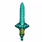 balon folie tematica gaming Balon din folie metalizata in forma de sabie pixelata, nuante de turcoaz si verde, tematica gaming, dimensiune 60x25 cm.