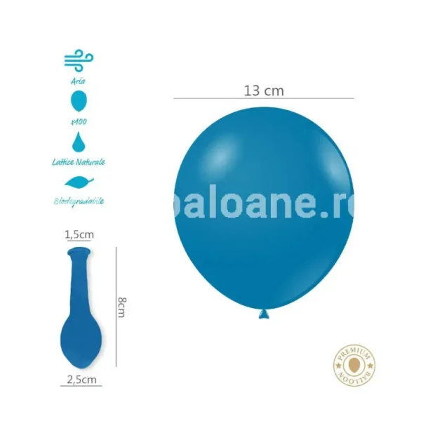 100 BALOANE ALBASTRU STANDARD 13 CM ROCCA