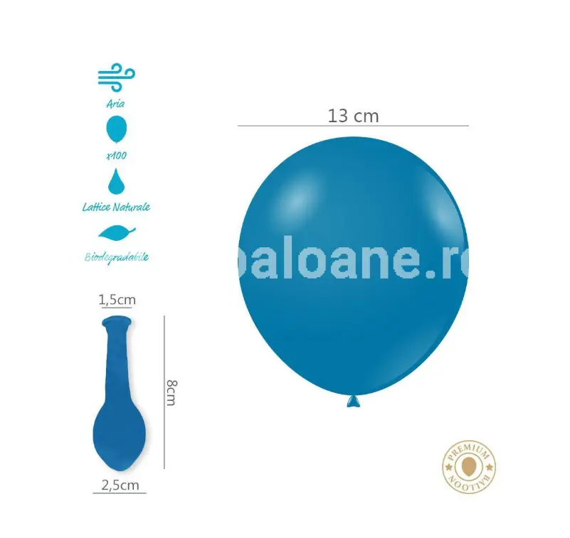 100 Baloane Albastru Standard 13 Cm Rocca 100 BALOANE ALBASTRU STANDARD 13 CM ROCCA