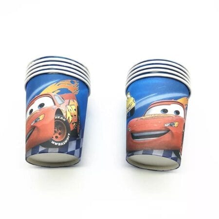 Pahare Party Cars (Set 10 buc) - Accesorii Masă 200ml Set 10 pahare party din carton cu imprimeu Cars Fulger McQueen capacitate 200 ml pentru aniversari copii.
