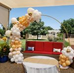Arcada Metalica Semi-Rotunda Baloane Auriu Premium 315x240 cm - imagine 3