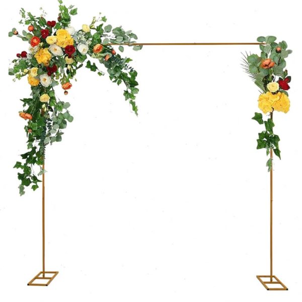 Arcada Metalica Aurie Patrata pentru Baloane si Flori 2x2 Metri Suport metalic auriu in forma patrata de 2 pe 2 metri pentru decoratiuni din flori si baloane la evenimente si nunti.