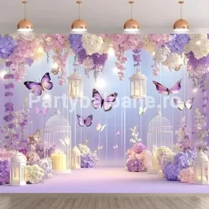 BACKGROUND TEXTIL PENTRU ARANJAMENT ARCADA FLORI SI FLUTURI - COD 506B