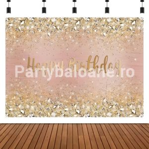 BACKGROUND TEXTIL PENTRU ARANJAMENT ARCADA HAPPY BIRTHDAY ROSE GOLD COD 423B