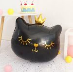 BALON FOLIE PISICA NEAGRA CU CORONITA AURIE (2)