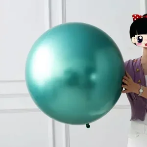BALON LATEX JUMBO CHROME 90 CM - VERDE INCHIS