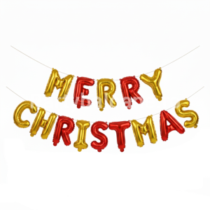 BANNER BALOANE MERRY CHRISTMAS ROSU CU AURIU