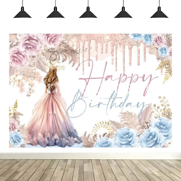 Background Textil Arcadă Happy Birthday – Decor Trandafiri 160x100 (640B) Background textil pentru aranjament arcada cu text Happy Birthday