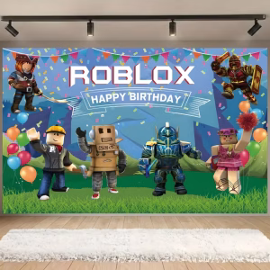 Background Textil Roblox Premium – Panou Foto Aniversare Mat (160x100 cm) COD 651B Background textil Roblox premium