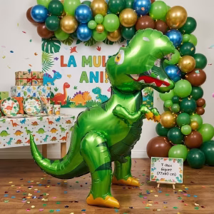 Balon Dinozaur Airwalker 3D T-Rex (76x60 cm) Figurină Podea Copii Balon din folie 3D tip Airwalker in forma de dinozaur T-Rex verde gigant. Masoara 76x60 cm
