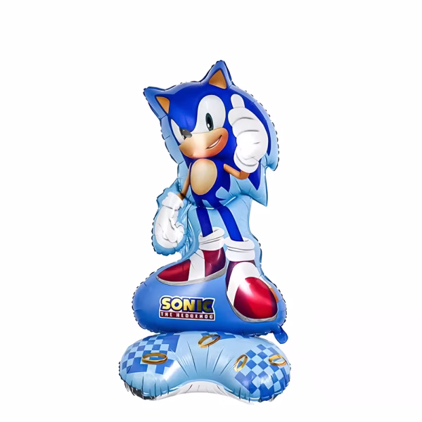 Balon Folie Airwalker Sonic The Hedgehog (Sta in Picioare) Balon folie Airwalker Sonic The Hedgehog care sta singur in picioare pe o baza albastra cu inele aurii. Se umfla cu aer. Articole petrecere baieti.