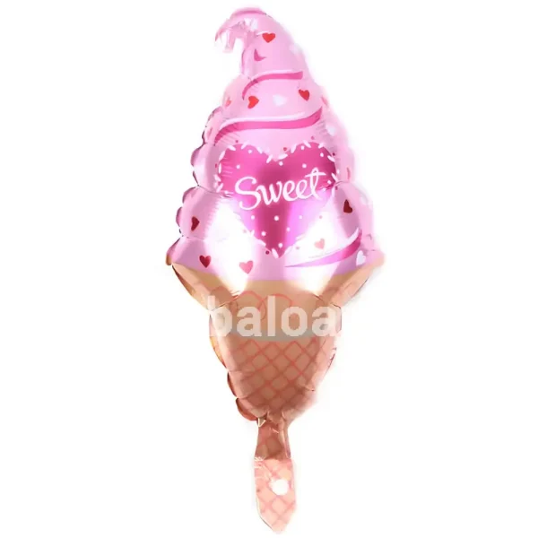 Balon Folie Cornet cu Inghetata Roz Sweet 35 Balon din folie metalizata in forma de cornet cu inghetata roz cu mesajul Sweet si inimioare