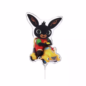 Balon Folie Figurină Bing în Mașinuță (30 cm) Decor Petrecere Copii Adu zâmbete pe chipul sărbătoritului cu acest inedit Balon Folie Figurină Bing în Mașinuță
