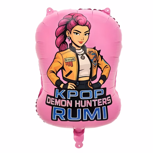 Balon Folie Roz Kpop Demon Hunters Rumi Balon din folie metalizata roz cu personajul Rumi din Kpop Demon Hunters