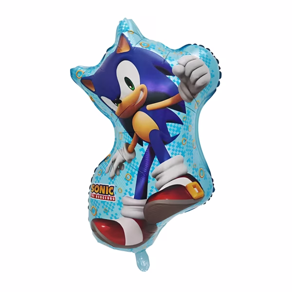 Balon Folie Sonic The Hedgehog in Actiune 69 Cm Balon din folie metalizata cu personajul Sonic the Hedgehog in actiune pe fundal albastru deschis cu carouri si inele aurii. Articole masa si decoratiuni petrecere tematica baieti.