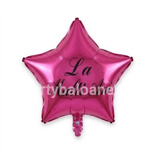Balon Folie Stea Roz Personalizat La Multi Ani 45 cm Balon din folie metalizata in forma de stea roz fucsia personalizat cu textul La Multi Ani negru pentru aniversari si petreceri fete.